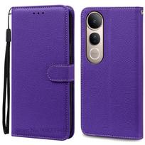 For Vivo V50 Lite Case Leather Wallet Flip Cover For Vivo V50 Lite 5G Case Stand Book Phone Cover Coque Fundas Shell Vivo V50 Lite 5G 4G tamsiai violetine spalva