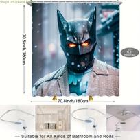 1pc, 2D Flat, Batman'S Soul-Burning Eyes in The Snow, Patterned Shower Curtain, Can Be Used As a Christmas Or Halloween Decora 90x180cm black