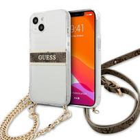 GUESS GUHCP13SKC4GBGO iPhone 13 mini 5.4" Transparent hard case 4G Brown Strap Gold Chain