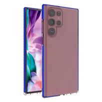 Hurtel Spring Case cover gel cover with colored frame for Samsung Galaxy S22 Ultra dark blue