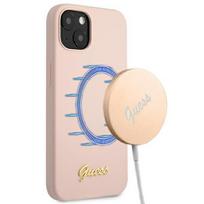 GUESS GUHMP13MLSLMGLP iPhone 13 6.1" light pink/light pink hardcase Silicone Script Gold Logo Magsafe