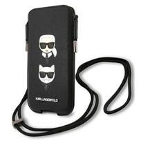 Karl Lagerfeld Saffiano Ikonik Karl AND amp;Choupette Head 6.1 AND #39; AND #39; Handbag - Black