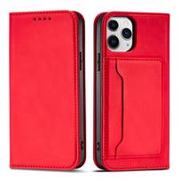 Hurtel Magnet Card Case for iPhone 12 Pro Pouch Card Wallet Card Holder Red