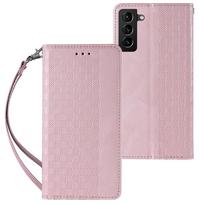 Hurtel Magnet Strap Case for Samsung Galaxy S22 + (S22 Plus) Pouch Wallet + Mini Lanyard Pendant Pink