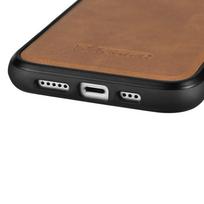 iCarer Leather Oil Wax case covered with natural leather for iPhone 14 Plus brown (WMI14220719-TN)