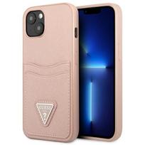 GUESS GUHCP13SPSATPP iPhone 13 mini 5.4" pink / pink hardcase Saffiano Triangle Logo Card Slot