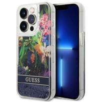 GUESS GUHCP14LLFLSB iPhone 14 Pro 6.1 "blue / blue hardcase Flower Liquid Glitter