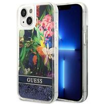 GUESS GUHCP14MLFLSB iPhone 14 Plus 6.7" blue / blue hardcase Flower Liquid Glitter