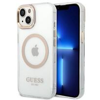 GUESS GUHMP14SHTRMD iPhone 14 6.1" gold / gold hard case Metal Outline Magsafe