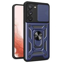 Hurtel Hybrid Armor Camshield case for Samsung Galaxy S23+ armored case with camera cover blue