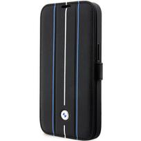 Case BMW BMBKP14L22RVSK iPhone 14 Pro 6.1 AND quot; black/black bookcase Leather Stamp Blue Lines