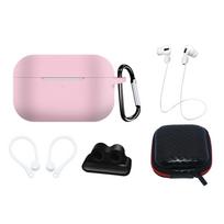 Hurtel Silicone Case Set for AirPods Pro 2 / AirPods Pro 1 + Case / Ear Hook / Neck Strap / Watch Strap Holder / Carabiner - pink