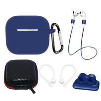 Hurtel AirPods 3 Silicone Case Set + Case/Ear Hook/Neck Strap/Watch Strap Holder/Carabiner Clasp - blue