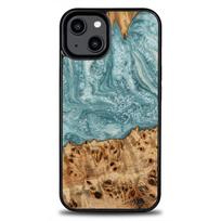 Bewood Wood and resin case for iPhone 15 Plus Unique Uranus - blue and white