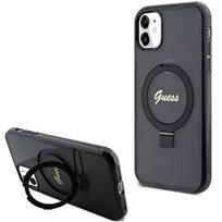 GUESS Ring Stand Script Glitter MagSafe case for iPhone 11 / Xr - black