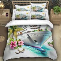 Cruise Ship 3D Printing Duvet Covers Set, Microfiber Bedding Set And Pillowcase 75*50 With Hidden Zipper For Children Teenagers 160x200cm-3pcs gray