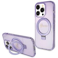Guess Ring Stand Script Glitter MagSafe case for iPhone 13 Pro Max - purple