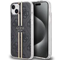 GUESS IML 4G Gold Stripe case for iPhone 15 Plus / 14 Plus - black