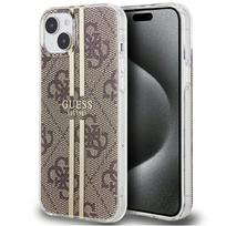 GUESS IML 4G Gold Stripe case for iPhone 15 Plus / 14 Plus - brown
