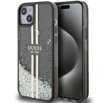 GUESS Liquid Glitter Gold Stripes case for iPhone 15 Plus / 14 Plus - black
