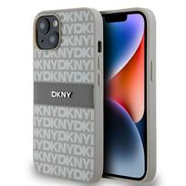 DKNY Leather Mono Stripe  AND amp; Metal Logo case for iPhone 15 / 14 / 13 - beige