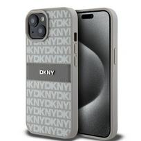 DKNY Leather Mono Stripe  AND amp; Metal Logo case for iPhone 15 / 14 / 13 - beige