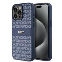 DKNY Leather Mono Stripe  AND amp; Metal Logo case for iPhone 15 Pro Max - blue