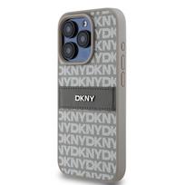 DKNY Leather Mono Stripe  AND amp; Metal Logo case for iPhone 15 Pro Max - beige