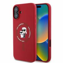 Karl Lagerfeld Silicone Karl AND amp;Choupette Heads Ring MagSafe iPhone 16 Case - Red