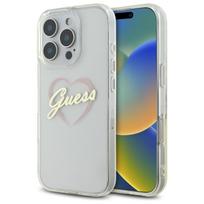 GUESS IML Heart Case for iPhone 16 Pro - Transparent