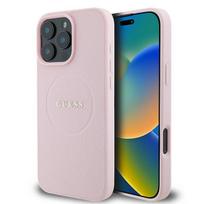 GUESS Grained Ring MagSafe iPhone 16 Pro Case - Pink