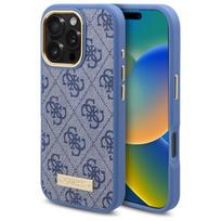 GUESS 4G Logo Plate MagSafe Case for iPhone 16 Pro - Blue
