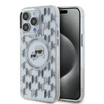 Karl Lagerfeld IML Monogram Karl  AND amp; Choupette Head MagSafe Case for iPhone 15 Pro Max - Clear