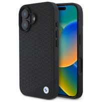 BMW Sign Leather Diamond Metal Logo MagSafe iPhone 16 Case - Black