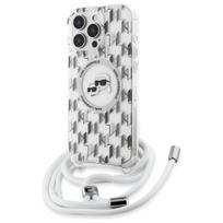 Karl Lagerfeld IML Crossbody Monogram Karl  AND amp; Choupette Head MagSafe Case for iPhone 16 Pro - Clear