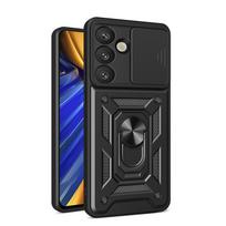 Hurtel Hybrid Armor Camshield with Camera Cover and Metal Ring for Samsung Galaxy S25 - Black