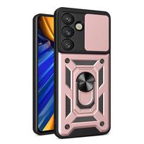 Hurtel Hybrid Armor Camshield with Camera Cover and Metal Ring for Samsung Galaxy S25 - Pink