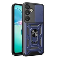 Hurtel Hybrid Armor Camshield with Camera Cover and Metal Ring for Samsung Galaxy S25+ - Blue