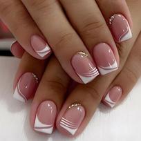 Short Press On Nails Set with Rhinestone Embellishments Gel Style Artificial Nail Tips for Easy Application and Durable Wear One Size rožinė