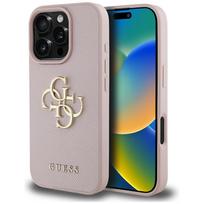 GUESS Grained Big 4G Logo Small Classic Logo Case for iPhone 16 Pro - Pink