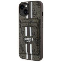 Guess 4G Stripes case with Magsafe wallet for iPhone 15 brown