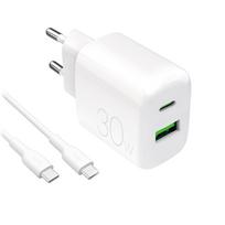 PURO PROLITE 30W USB-A / USB-C wall charger + USB-C - USB-C cable 1.2m - white