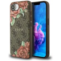 GUESS 4G Flowers Print MagSafe case for iPhone 16e - brown