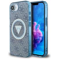 GUESS IML Metal Glitter 4G Circle Triangle MagSafe Case for iPhone 16e - Blue
