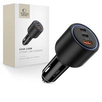 Tech-Protect CC04 3-port PD130W car charger - black