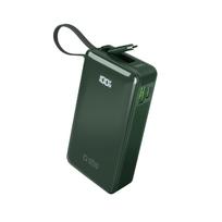 SBS Powerbank 10000 mAh 20W with built-in USB-C cable and digital display - green