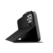 PURO Wallet Stand case for iPhone 17 made of eco-leather, with a flap, wallet and stand function - black