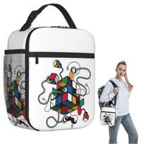 Rubix Rubiks Rubics Insulated Lunch Bag for Women Kids Portable Food Boxes Thermal Lunch Box Tote One Size black
