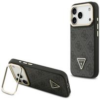 GUESS 4G PU Triangle Logo  AND amp; Stand Camera Magsafe Case for iPhone 17 Pro - Black