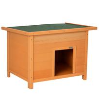 Outdoor Dog House, Dog House Made of Wood with Openable Asphalt Roof, Waterproof Dog Den with Raised Floor House for Small Dogs, Yellow 82 x 58 x 58 cm